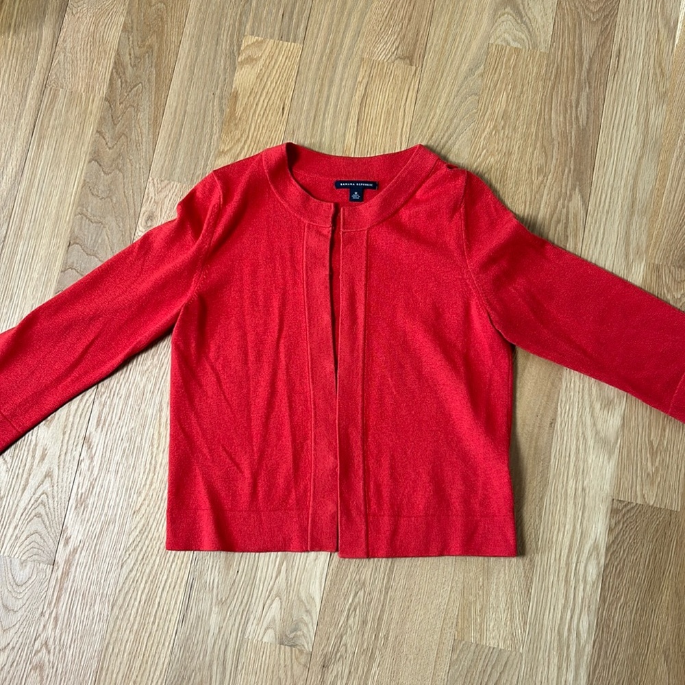 Cardigan sweater banana republic red three-quarter sleeves sz m
